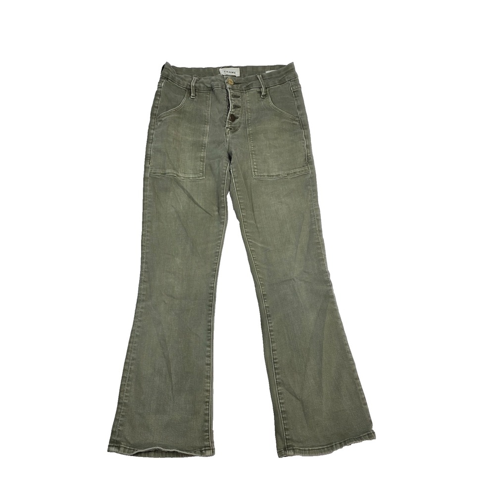 FRAME Le Crop Mini Boot Jeans Army Green Size 25‎